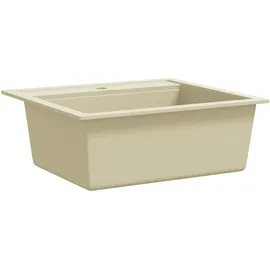 vidaXL Granitspüle Einzelbecken beige rechts Einbauspüle Handbetätigung 565 x 510 mm