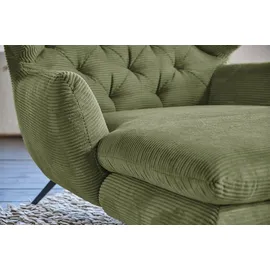 KAWOLA Relaxsessel CHARME Cord 80 x 70 x 100 cm Grün mit Kissen