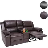 Mendler 2er Kinosessel HWC-H29, Relaxsessel Fernsehsessel Zweisitzer Sofa, Getränkehalter Soft Touch Kunstleder MVG - braun