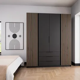 masseno Drehtürenschrank CAGLIARI 200 x 239 x 61,9 cm Schwarz