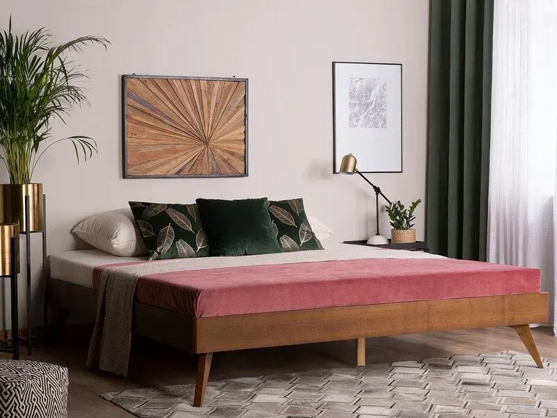 Beliani Retro-Bett aus dunkler Asche mit Lattenrost, 140 x 200 cm (EU-Doppelbett)