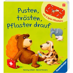Kinderbuch RAVENSBURGER "Pappbilderbuch, Pusten, trösten, Pflaster drauf", bunt, B:21cm H:23,5cm, Bücher, Kinderbuch
