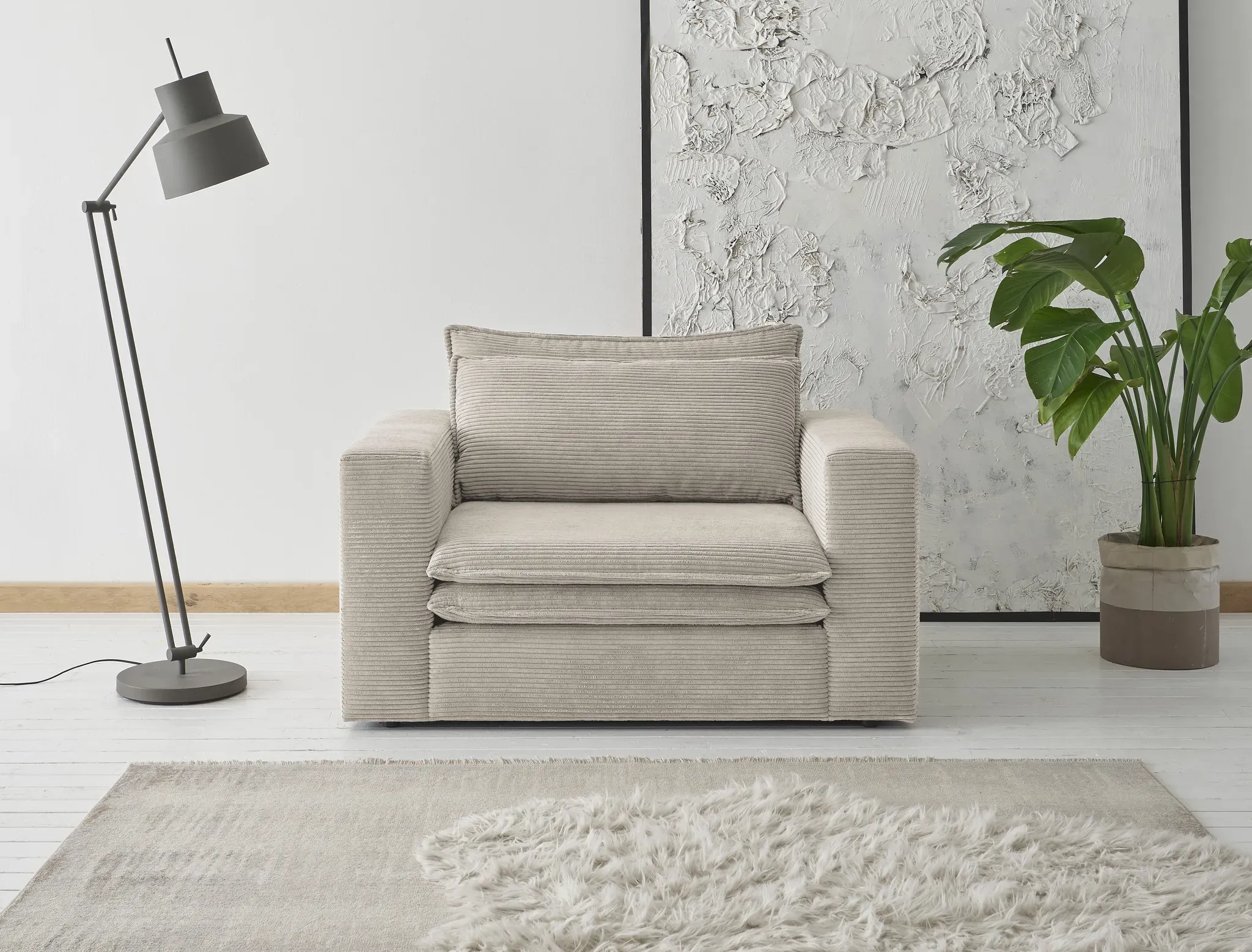 Loveseat PLACES OF STYLE "PIAGGE", beige (hellbeige), B:125cm H:83cm T:91cm, Sessel, Hochwertiger Cord, trendiger Loveseat