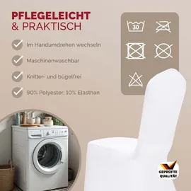 DETEX DETEX® 6er Set Stretch Hussen Weiß Hochzeit Stuhl Bezug