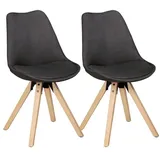 KADIMA DESIGN 2er Set Retro Esszimmerstuhl LIMA Polsterstuhl Stoff-Bezug in Anthrazit | Gr.: onesize