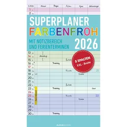 Superplaner Farbenfroh - 5 Spalten - Kalender 2026