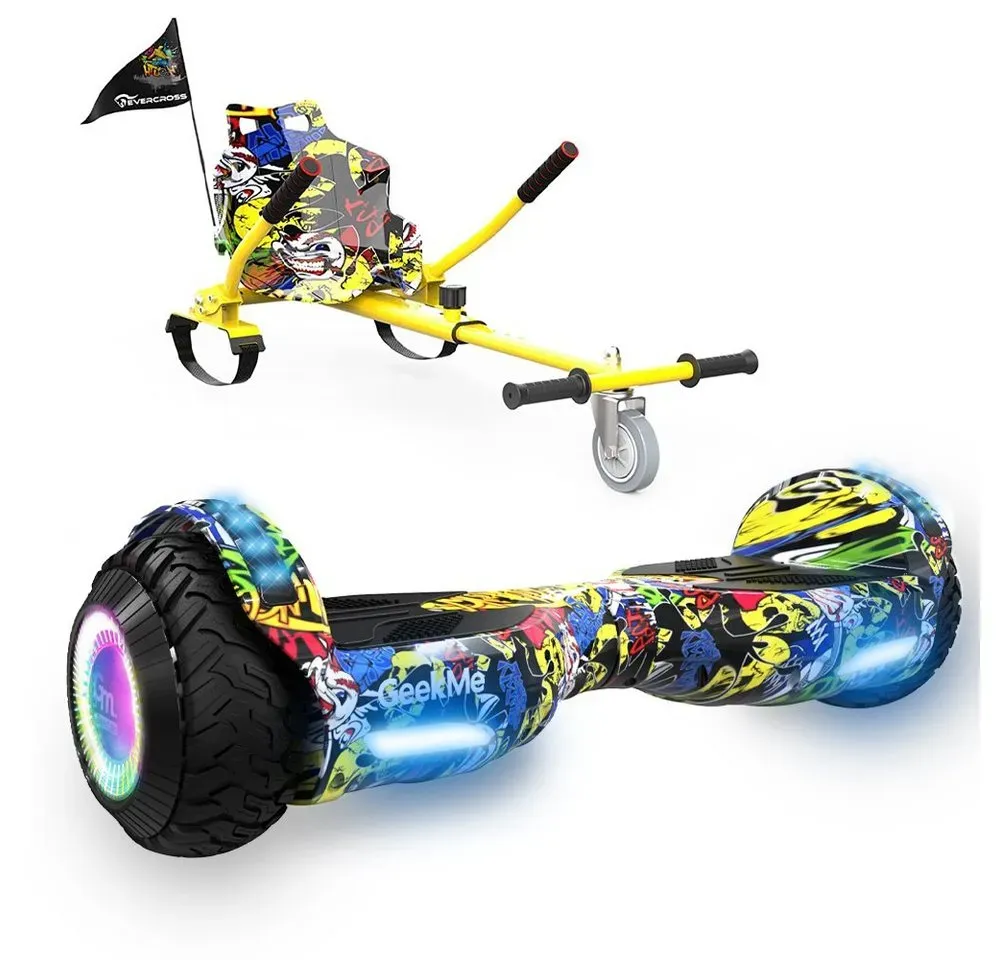 RCB Balance Scooter Kart GEEKME Z5 series Hoverboard mit Hoverkart 300W mit Bluetooth-Player, 12,00 km/h, 6.5" Hoverboard mit LED-Leuchter max.Geschwindigkeit 13km/h