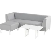 Hartman Dion Aluminium Lounge Set, Aluminiumgestell, Allwetter-Stoff von Hartman, inklusive Beistelltisch und Hocker - Hellgrau/Weiß