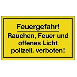Hinweiszeichen Feuergefahr L250xB150mm gelb schwarz Ku.