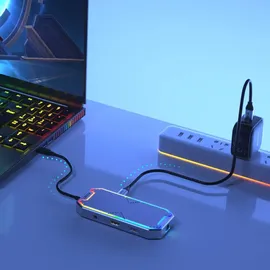 UNITEK Hub USB-C, HDMI 2.0, RJ45, 3,5 mm, 100 W, 10 Gbit/s - Grau