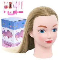 Neverland Frisierkopf Echthaar 20 Zoll 100% Synthetisches Haar Übungskopf Trainingsköpfe Frisierkopf Schminkkopf Styling mit Tischklemme Und Haarflechtset