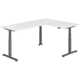 bümö Eckschreibtisch weiß, graphit Holzwerkstoff, Nachbildung, Rechteckig, 160x74x240 cm FSC Mix, Arbeitszimmer, Schreibtische, Eckschreibtische