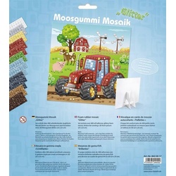 URSUS Kinder-Bastelsets Moosgummi Mosaiken Glitter Traktor, Bastelset aus Moosgummi-Stickern, ca. 25x25cm
