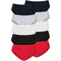 petite fleur Jazz-Pants Slips, (10er-Pack), aus elastischer Baumwolle PETITE FLEUR rot, schwarz, weiß, grau-meliert, navy