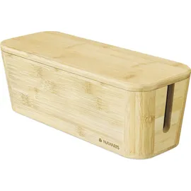 Navaris Bambus Kabelbox mit Deckel 34,5 x 13,5 x 12,5 cm 1-tlg. braun
