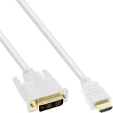 InLine 17659U HDMI-DVI Kabel, weiß / gold, HDMI Stecker auf DVI 18+1 Stecker, 0,5m