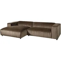 Massivmoebel24 Ecksofa 304x164x69 Ottomane links Cord taupe Valencia