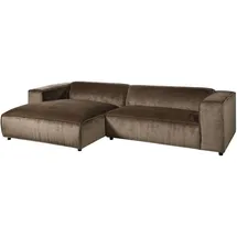 Massivmoebel24 Ecksofa 304x164x69 Ottomane links Cord taupe Valencia