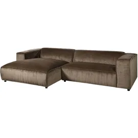 Massivmoebel24 Ecksofa 304x164x69 Ottomane links Cord taupe Valencia