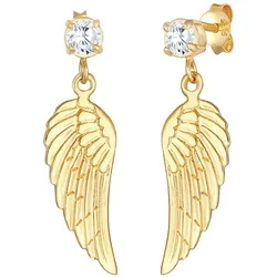 Nenalina Flügel Glücksbringer Zirkonia Hänger 925 Silber Ohrringe   Damen 
