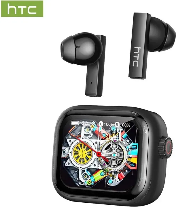 HTC NE40 kabellose Bluetooth 6.0-Ohrhörer mit LED-Display, KI-Sprachübersetzung, High-Fidelity, wasserdichte kabellose Ohrhörer, TWS-Touch-Steuerung, geeignet für Büro, Sport, Studieren und Audioanrufe | Integriertes Mikrofon | Ohrhörer, Schwarz