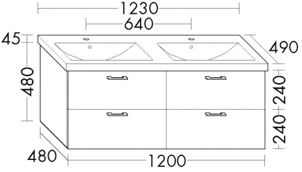 Burgbad Keramik Waschtisch-Set Sys30 PG2 Echo Nussbaum Dekor Samt/Alpinweiss, SFBC123F2751C0001 SFBC123F2751C0001