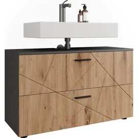 Vicco Waschbeckenunterschrank 2 Schubladen 100,1 x 60,6 x 41,0 cm Anthrazit/Goldkraft Eiche