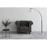 dorel home Chesterfield-Sessel DOREL HOME "Felix", grau (anthrazit), B:111cm H:83cm T:87cm, Sessel, mit Rückenlehne 3-fach verstellbar, Beine Massivholz, Sitzhöhe 46 cm