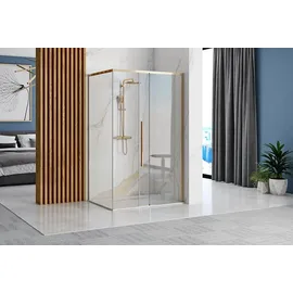 REA Duschkabine Solar mit Schiebetür 90 x 120 cm Gold transparent