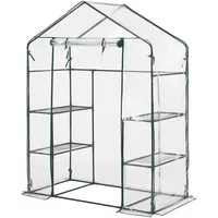 [en.casa] Gewächshaus Hoorn mit Ablagen 140x73x195cm Transparent