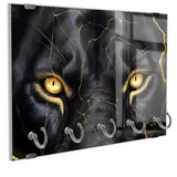 DEQORI Schlüsselbrett 'Blitze in der Mähne', (1 St), Schlüsselhalter Schlüssel Haken Schlüsselboard modern Schlüsselleiste schwarz