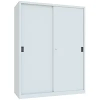 Pavoy Schiebetürenschrank Stahlblech 1950x1500x600 mm lichtgrau 8 Fachböden