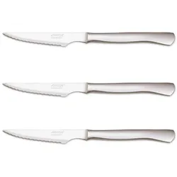 Arcos Stainless Series – Packung mit 3 Stück Steakmesser – 110 mm Monoblock-Edelstahlmesser – Silberfarbenes Monoblock-Edelstahlmesser