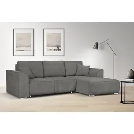 OTTO home Ecksofa OTTO HOME "BEATRICE optionale Schlafsofa mit Bettkasten, B/T/H: 265/170/86 cm", grau (mittelgrau), B:265cm H:86cm T:170cm, 100% Polyester, Sofas, Ecksofa, L-Form, wahlweise auch mit Bettfunktion und Bettkasten