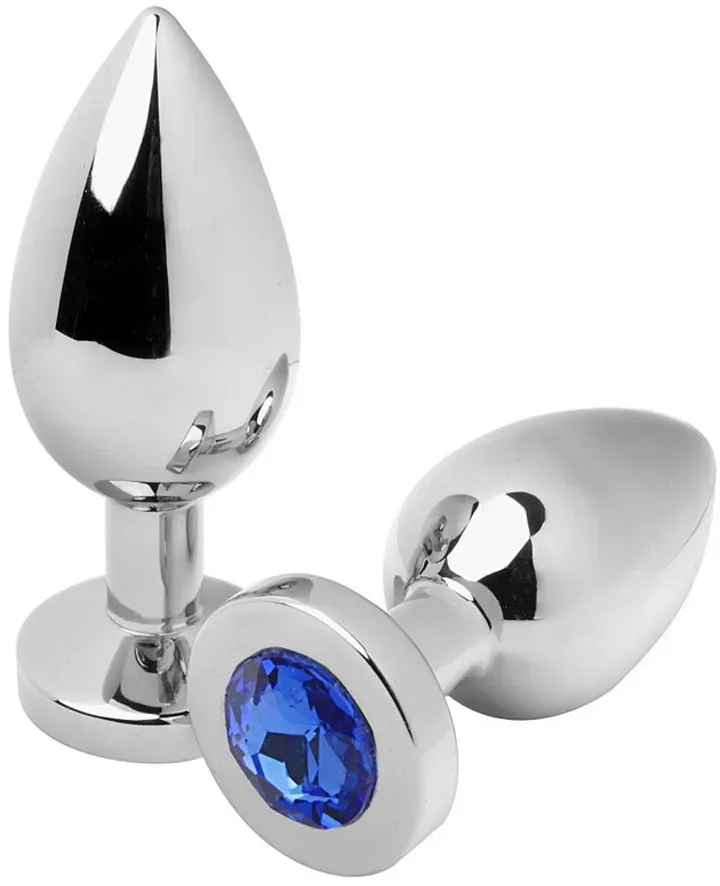 METAL HARD - ANALSTECKER DIAMANT BLAU KLEIN 5,71 CM