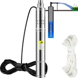 Vevor 3" Tiefbrunnenpumpe 550W Brunnenpumpe max. Durchfluss 35L/min Tauchpumpe max. Förderhöhe 108m Tauchwasserpumpe sandbeständig <5% max. Drehzahl