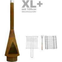 YERD Gartenkamin Denver XXL Cortenstahl Terrassenofen Feuerstelle 260 cm Rost