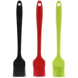 Jitnga 3 Stück 21Cm Silikon Backpinsel, Küche Pastry Brush, Bbq Pinsel Für Grillen, Gebäck, Rühren, Backen, Kochen(schwarz und rot und orange)