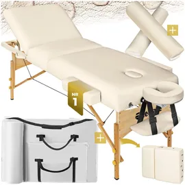Tectake 3 Zonen Massageliege-Set, Somwang mit Holzgestell, 218 x 102 x 90 cm