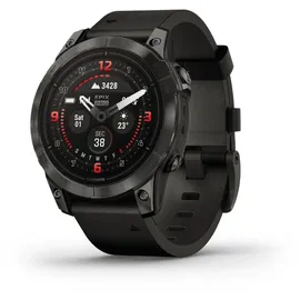 Garmin Epix Pro (Gen 2) Sapphire 47 mm schwarz/carbongrau Titan mit Lederarmband