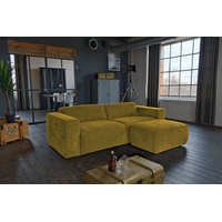 KAWOLA 3-Sitzer NELE, Sofa, Stoff od. Cord, mit od. ohne Hocker, versch. Farben gelb