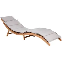 Beliani Gartenliege Heller Holzfarbton Grau 188x60x54