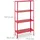 Relaxdays Schwerlastregal, Traglast 160 kg, 4 Ebenen, HxBxT 147,5 x 75,5 x 30,5 cm, Keller & Garage, Metallregal, rot