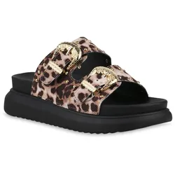Damen Plateau Sandaletten in Leopard