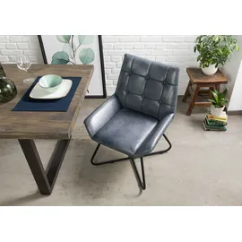 Massivmoebel24 Polsterstuhl Leder blau