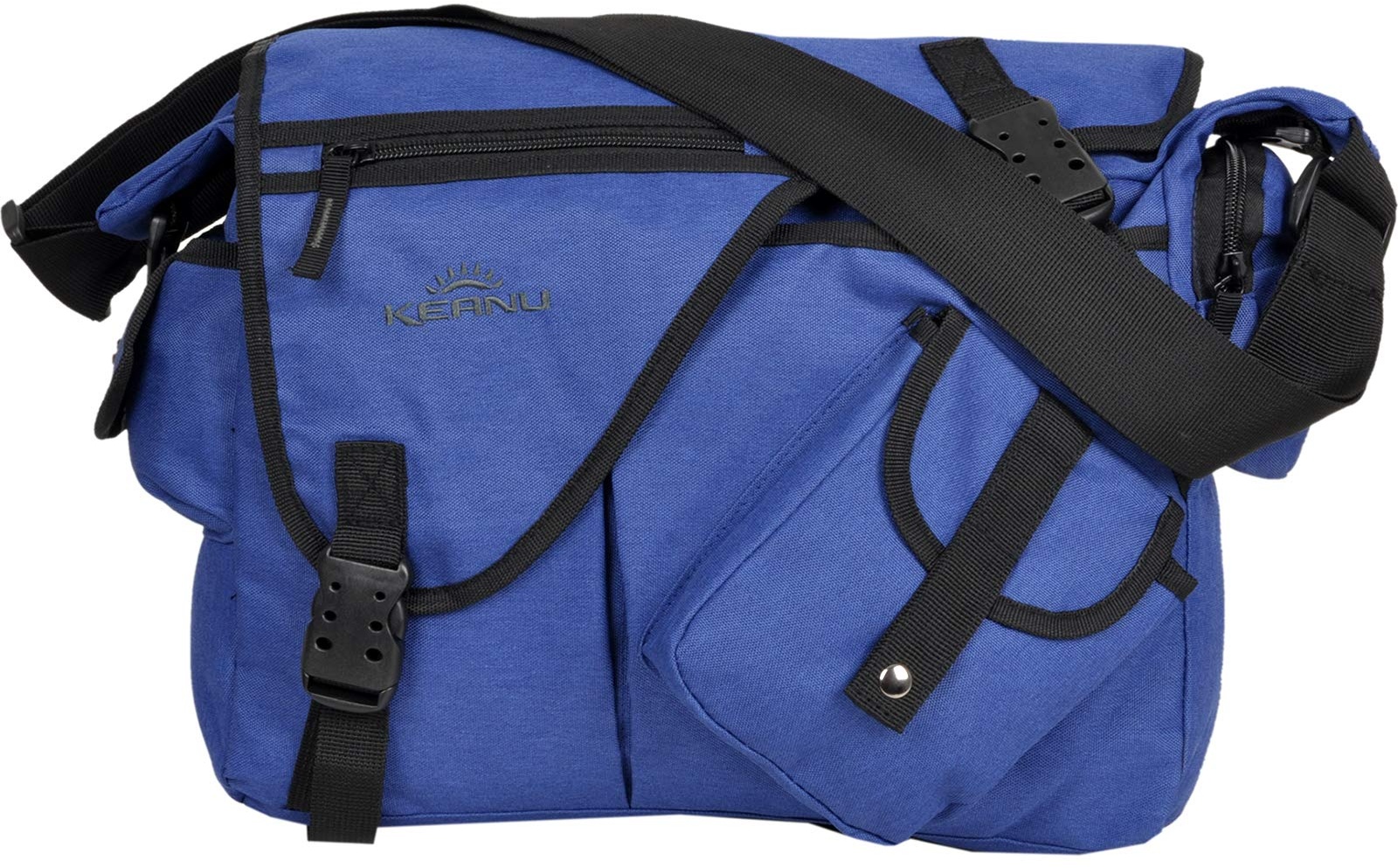 Premium Umhängetasche Laptop/Tablet Jack Bag Tasche KEANU Messenger DIN A4 :: viele Einschubfächer und RV Fächer :: Auswahl (Blau)