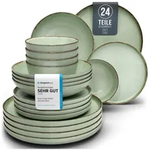 PURE LIVING INTERIOR DESIGN Rustic Tafelservice 24-tlg. 6 Personen mintgrün