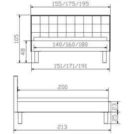 Hasena Noah 140 x 200 cm H2 Grau/Schwarz