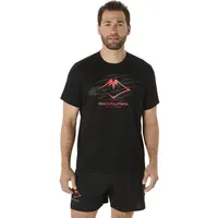 Asics fujitrail logo kurzarm trikot schwarz rot herren -
