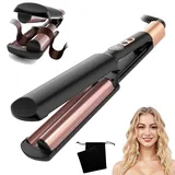 UKLISS Welleneisen, Mini Welleneisen für Haare, Reisegröße Beach Waves Lockenstab, Mermaid Hair Waver für Wellen Haare - Tragbarer Wellen Lockenstab, Neue Mini-Locken, 5 Temps 120-200°C (Schwarz Rosa)